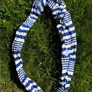 Blue and White Striped infinity Scarf